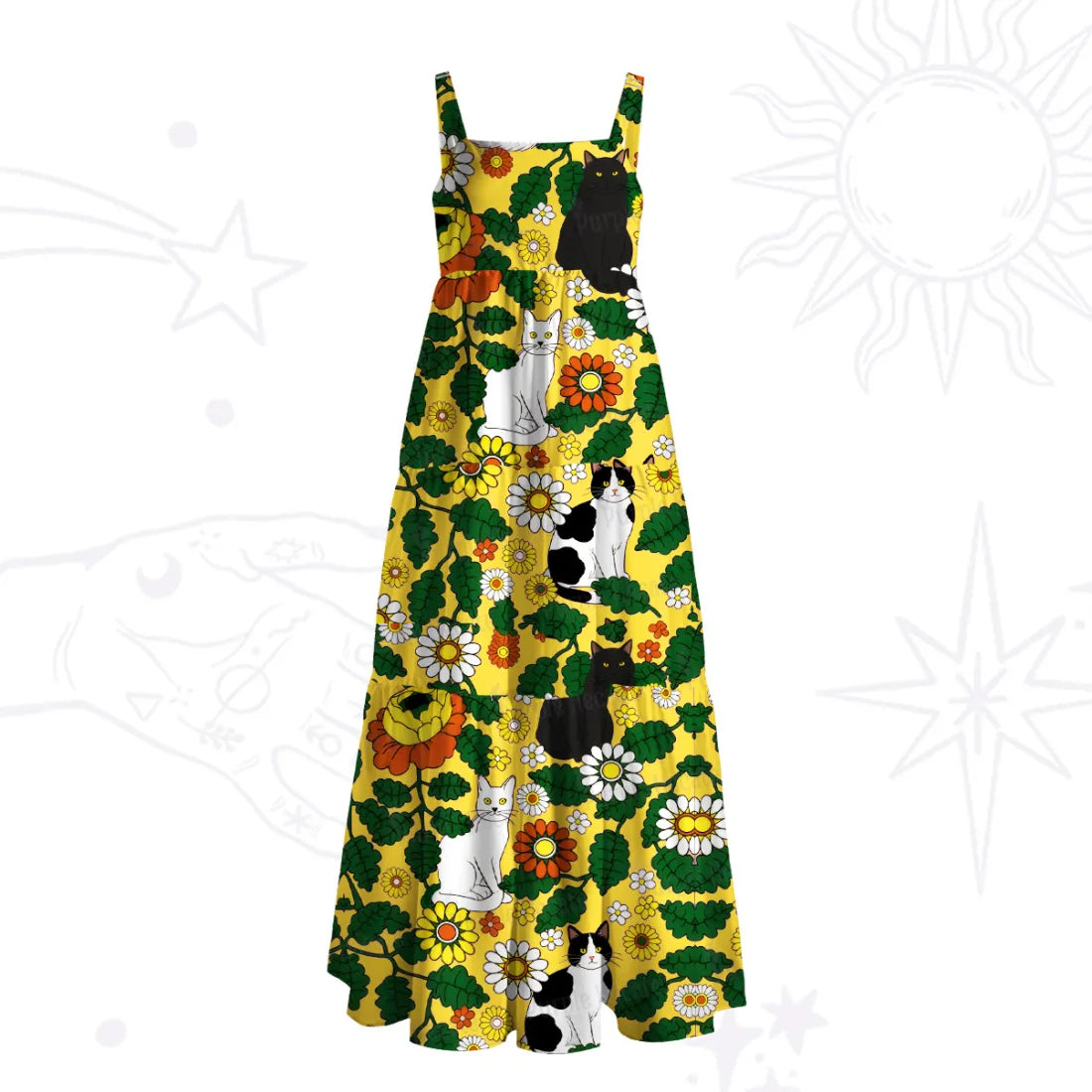 Daisy Cat  Garden Wide Straps Maxi Dress