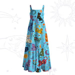 Rainbow Magic Cats Wide Strap Flowy Maxi Dress