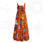 Rainbow Magic Cats Wide Strap Flowy Maxi Dress