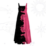 Yin Yang Cat Lover Wide Strap Flowy Maxi Dress