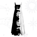 Yin Yang Cat Lover Wide Strap Flowy Maxi Dress