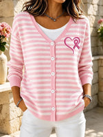 Women Striped Long Sleeve Comfy Casual Cardigan
