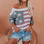 Flag Print Long Sleeve Sweater