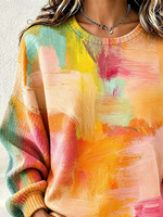 Abstract Painting Print Crew Neck Long Sleeve Casual Sweatshirt