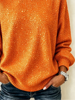Speckled Crew Neck Long Sleeve Loose Casual Sweatshirt