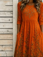 Women Halloween Summer Dress Crew Neck Half Sleeve A-Line Dress