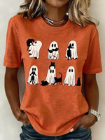 Casual Cartoon Crew Neck Short Sleeve T-shirt