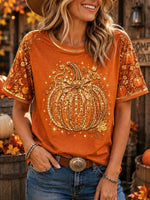 Casual Maple Leaf Crew Neck Short Sleeve T-shirt