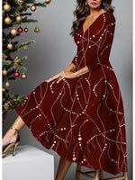 Christmas Party Print Deep V Dresses