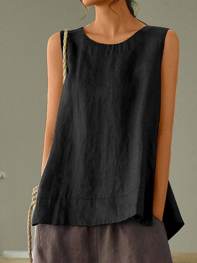 Womens Tank Tops Summer Casual Crew Neck Sleeveless Loose Fit Top