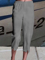 Women's Linen High Waist Pure White Casual Loose Pants with Pockets