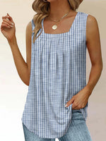 Popular Striped Print Square Neck Tank Top