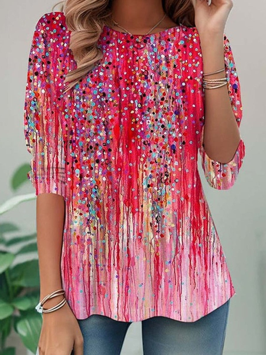 Colourful Gradient Polka Dot Blouse