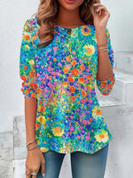 Colourful Floral Print Long Sleeve Blouse