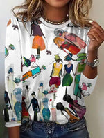 Funny Abstract Figure Painting Print Blouse