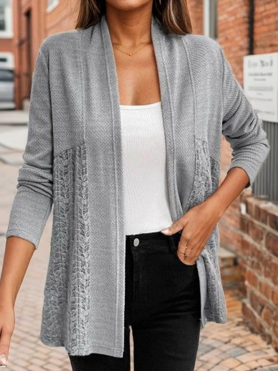 Grey Long Sleeve Plain Outerwear