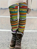 Casual Abstract Striped Long Leggings