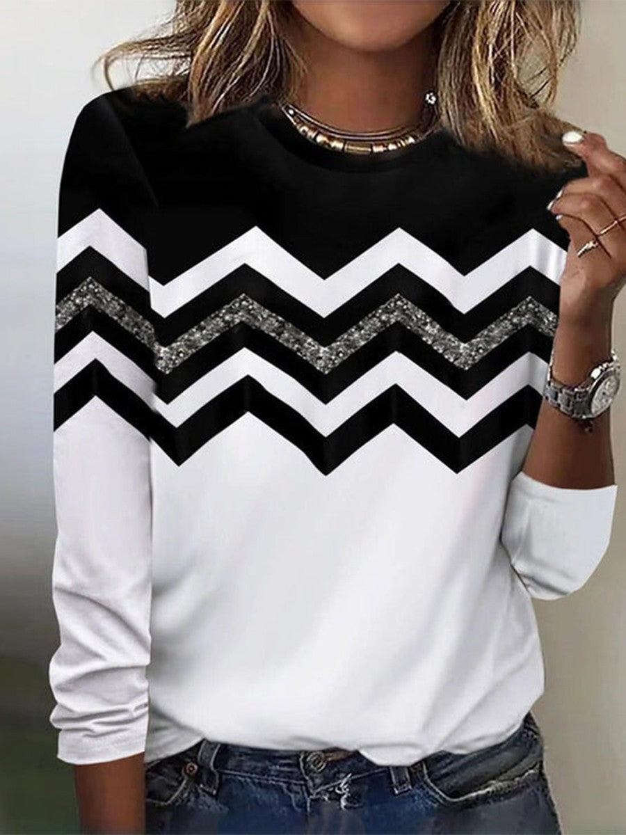 Black Casual Color Block Blouse