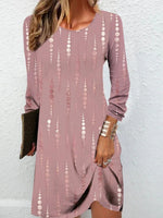 Polka Dot Round Neck Long Sleeve Dress