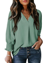 Women's Casual 3/4 Sleeves V-Neck Loose Basic T-Shirt