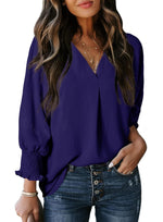 Women's Casual 3/4 Sleeves V-Neck Loose Basic T-Shirt