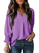 Women's Casual 3/4 Sleeves V-Neck Loose Basic T-Shirt