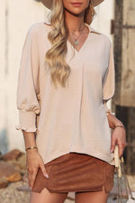 Women's Casual 3/4 Sleeves V-Neck Loose Basic T-Shirt