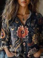 Vintage Floral Print Chic Blouse