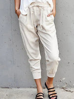 Solid Color Lace-Up Casual Pants