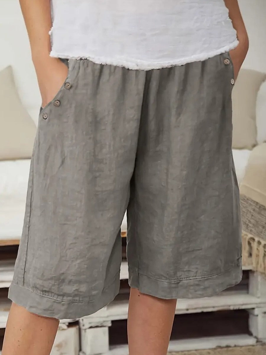 Basic Solid Color Casual Shorts