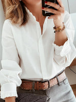 White Commuter Long Sleeved Basic Shirt