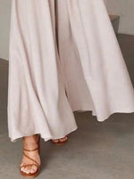 Loose Plain Casual Flare Leg Drawstring Pants