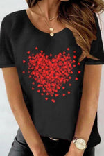 Round Neck Heart Print Casual T-Shirt/Tee
