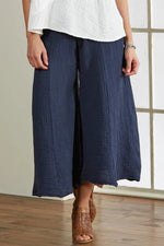 Plain Loose Cotton-Blend Casual Pants