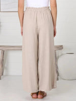 Solid Color Loose Cotton And Linen Drawstring Casual Pants
