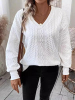 Casual Plain V Neck Regular Fit Daily Sweatshirt