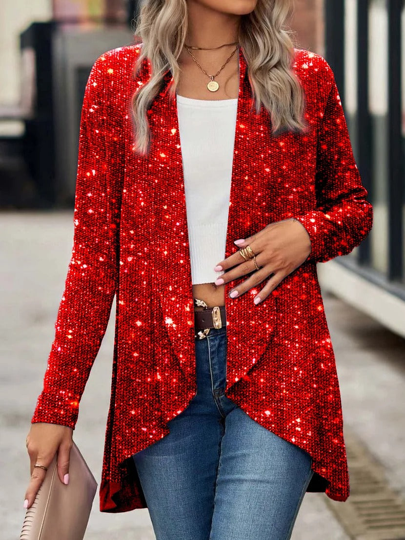 Wrap Casual Sparkle Sequin Glitter Cardigan