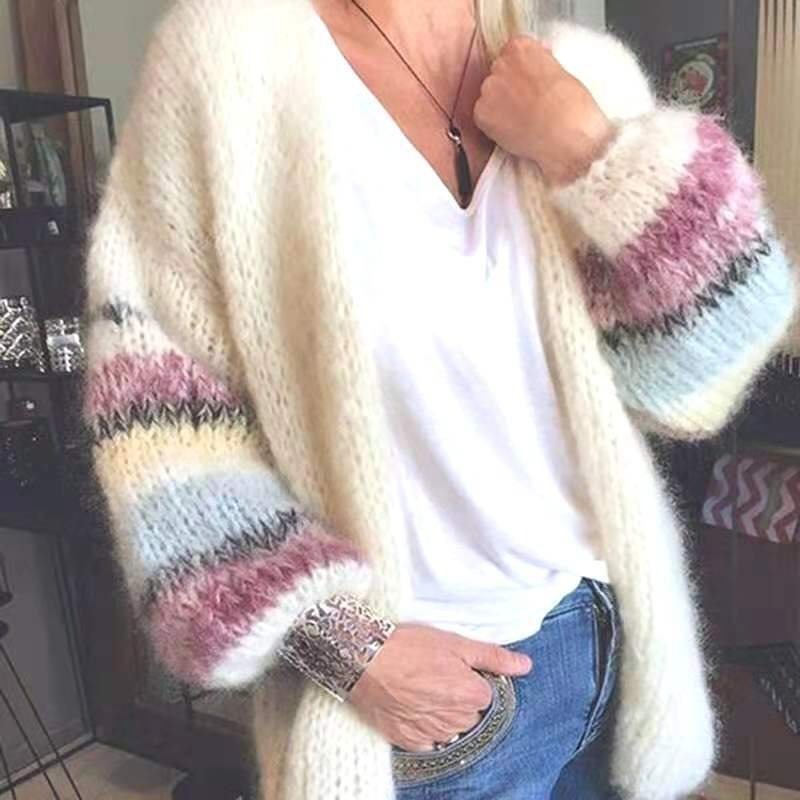 Casual Color Block Long Sleeve Comfy Yarn/Wool Yarn Sweater