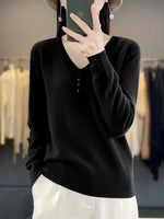 Casual Plain Long Sleeve V Neck Wool/Knitting Buckle Sweater