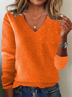 Plain Long Sleeve Comfy Casual Yarn/Wool Yarn Sweater