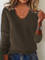 Plain Long Sleeve Comfy Casual Yarn/Wool Yarn Sweater