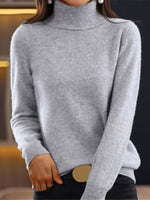 Casual Plain Long Sleeve Comfy Yarn/Wool Yarn Sweater