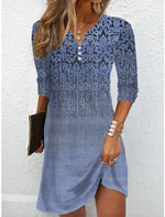 Loose Ethnic Casual V Neck Dress