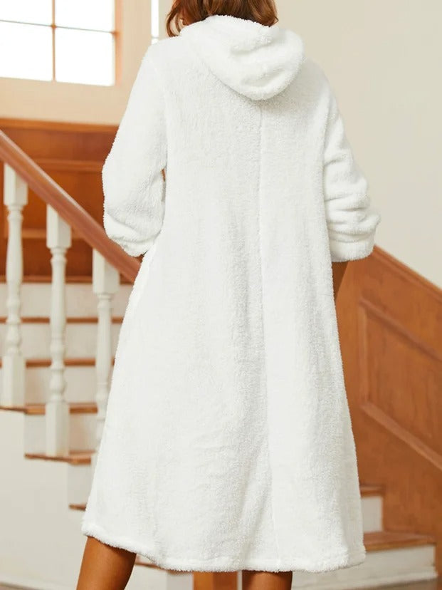 Loose Fluffy Fleece Hoodie Casual Dress