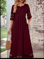 Plain Crew Neck Short Sleeve Comfy Casual Maxi Dress