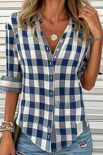 Plaid Casual Regular Fit Blouse