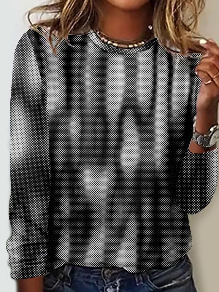 Abstract Crew Neck Long Sleeve Casual T-shirt