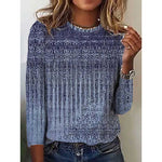 Ethnic Lace Crew Neck Long Sleeve Comfy Blouse