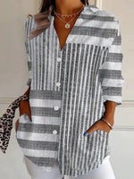 Casual Striped Shirt Collar Long Sleeve Lightweight Regular Fit Shirt