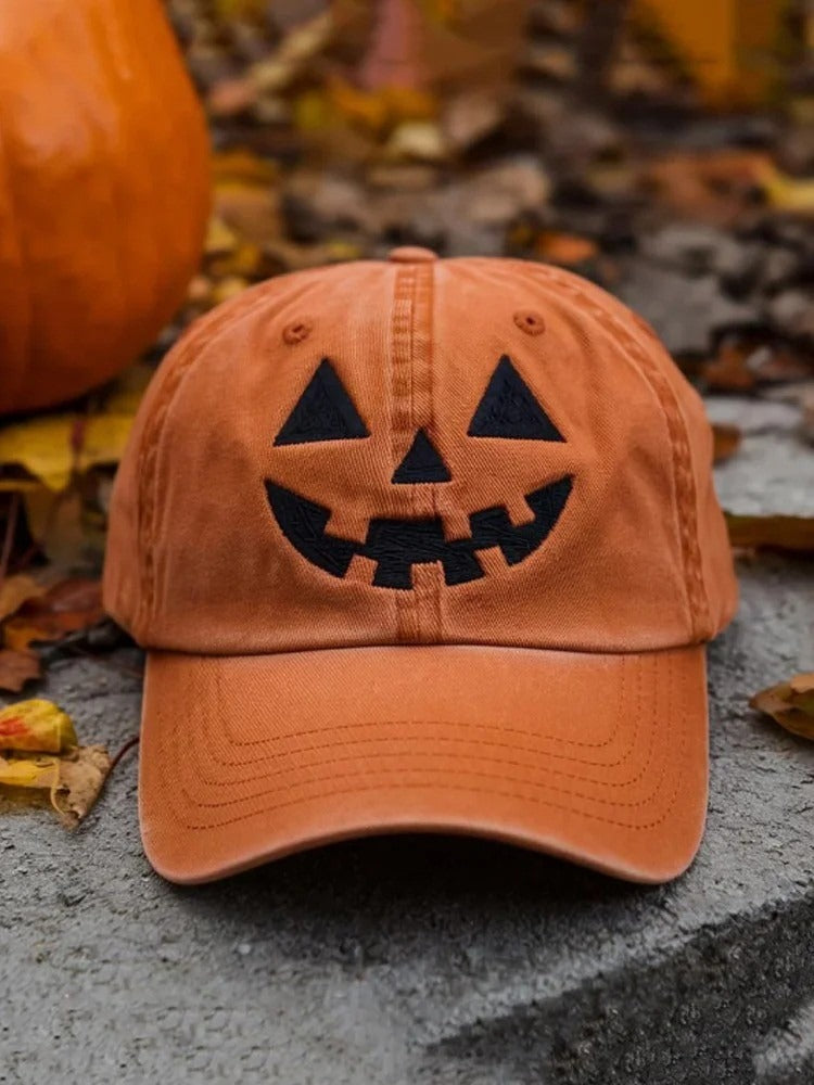 Autumn Halloween Ghost Smiling Face Printed Baseball Hat
